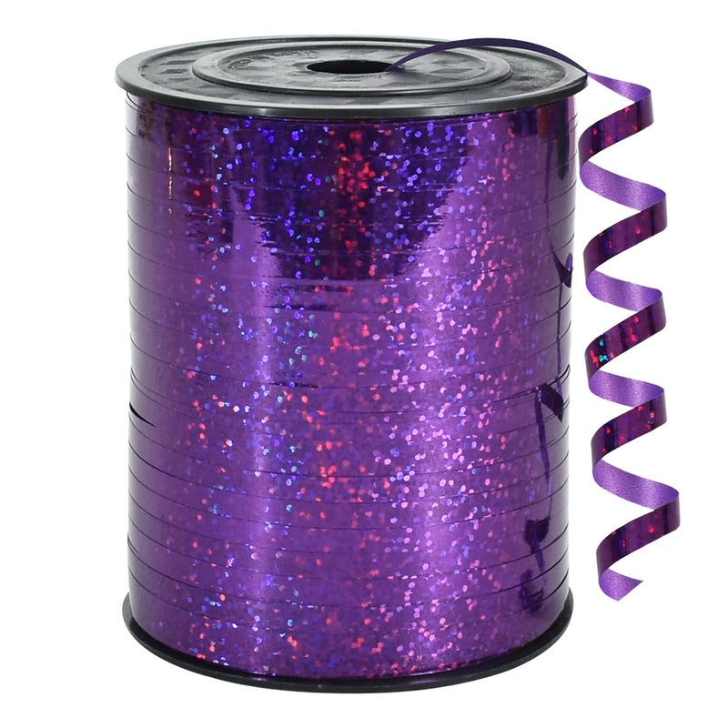 BEISHIDA 500 Yards Purple Crimped Curling Ribbon Shiny Metallic Balloon String Roll Gift Wrapping Ribbon for Halloween Birthday Party Decorations - Image 1